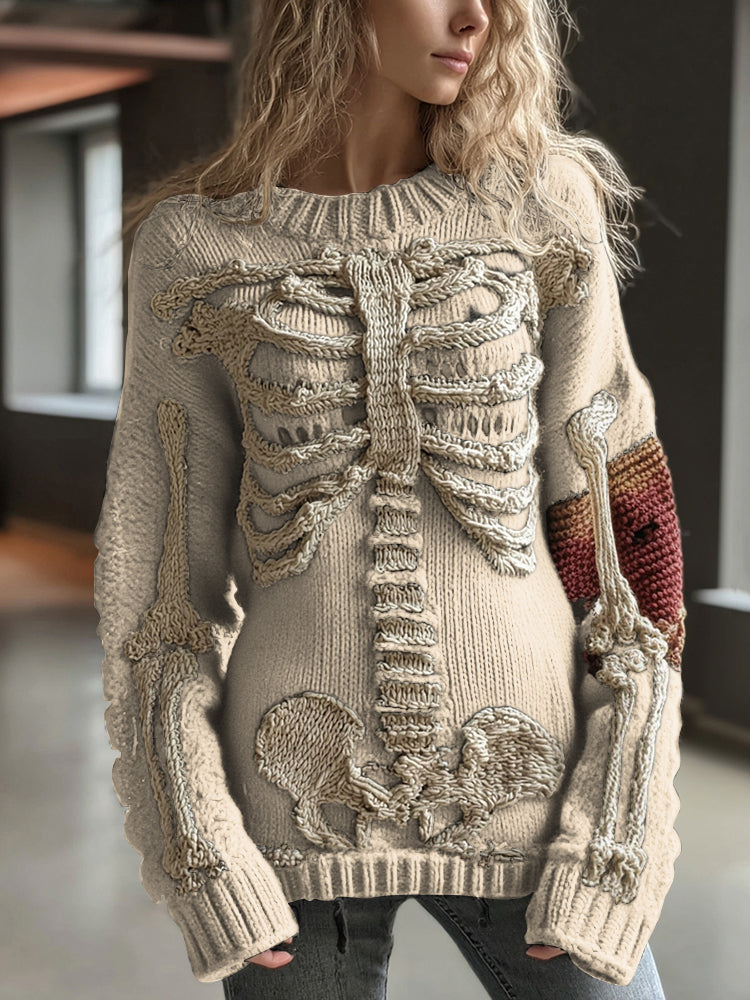 Vintage Halloween Anatomy Art Chunky Knitted Sweater