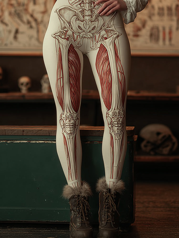 Vintage Halloween Anatomy Art Leggings