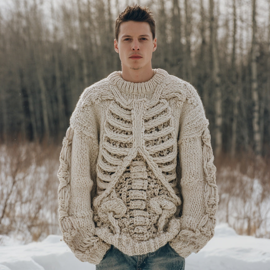 Halloween Skeleton Bones Art Chunky Knitted Sweater