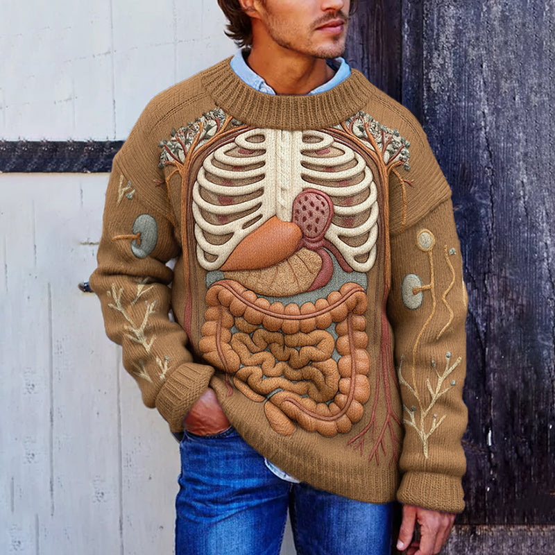 Classic Halloween Anatomy Art Chunky Knitted Sweater