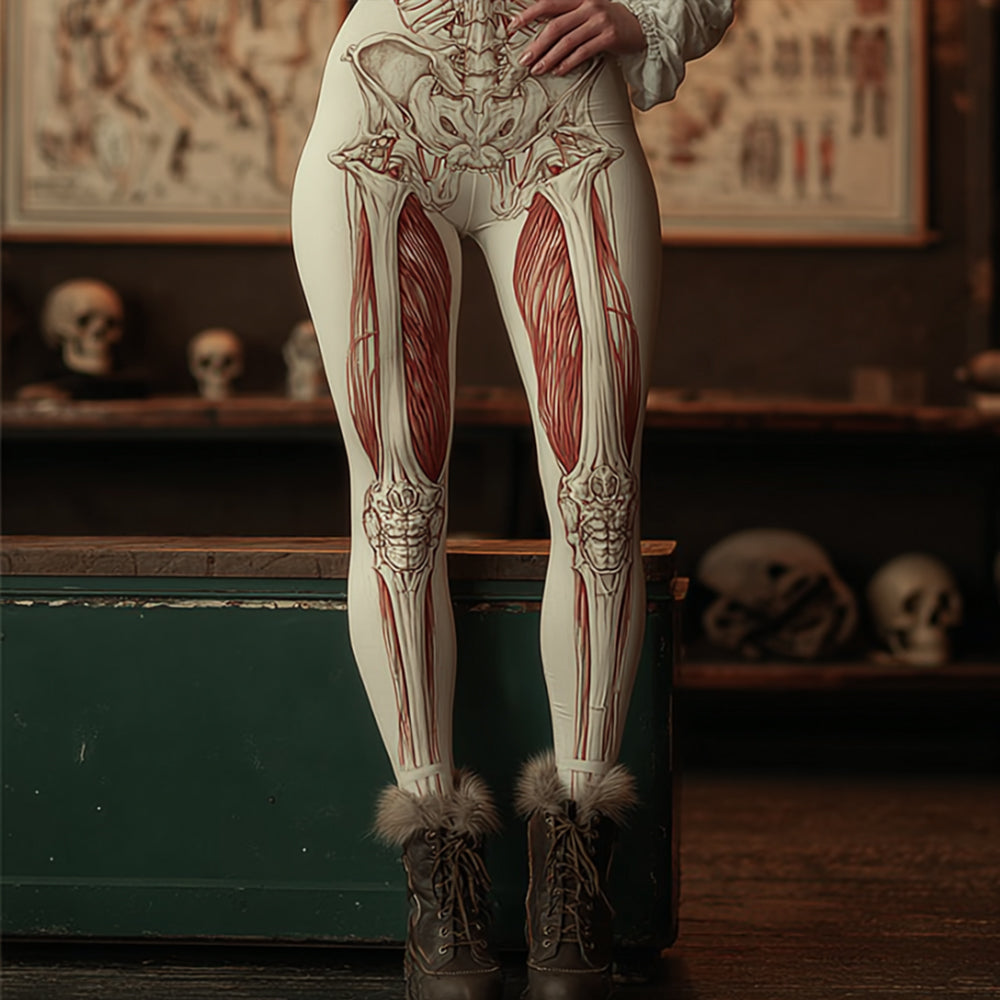 Vintage Halloween Anatomy Art Leggings