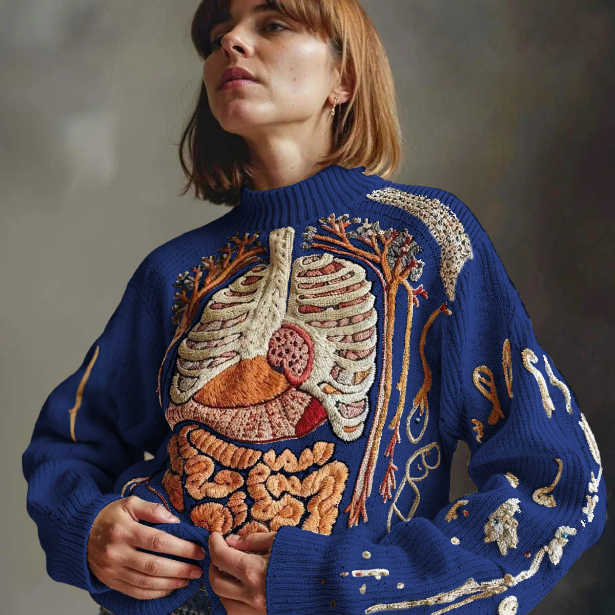 Classic Halloween Anatomy Art Chunky Knitted Sweater