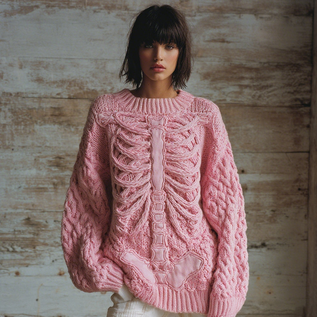 Vintage Halloween Anatomy Art Chunky Knitted Sweater