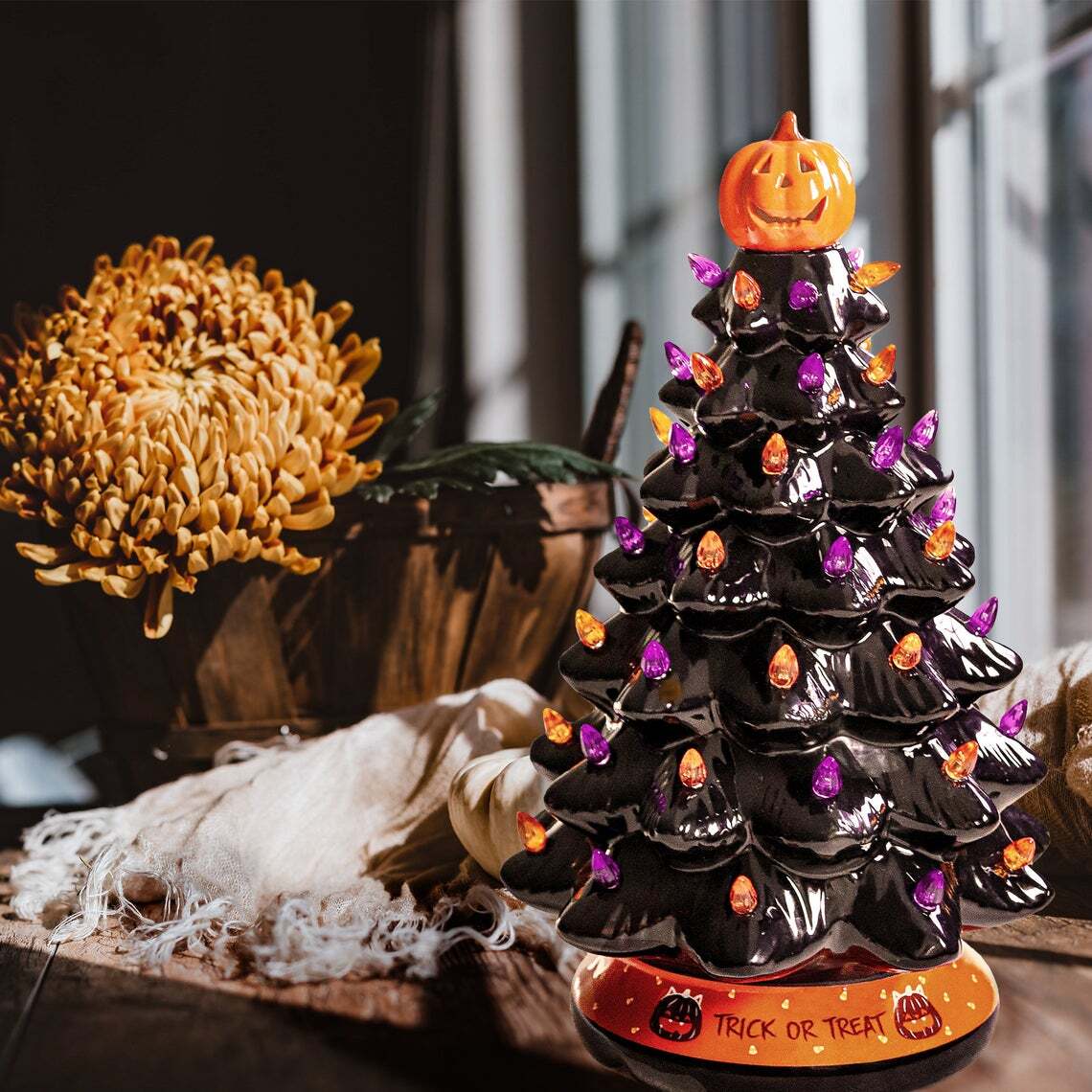 Halloween Colored lights Christmas Tree-Handcrafted and Hand Painted