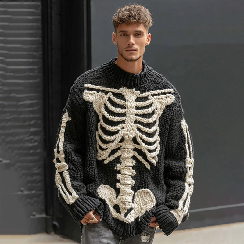 Men's Halloween Anatomy Art Chunky Knitted Sweater