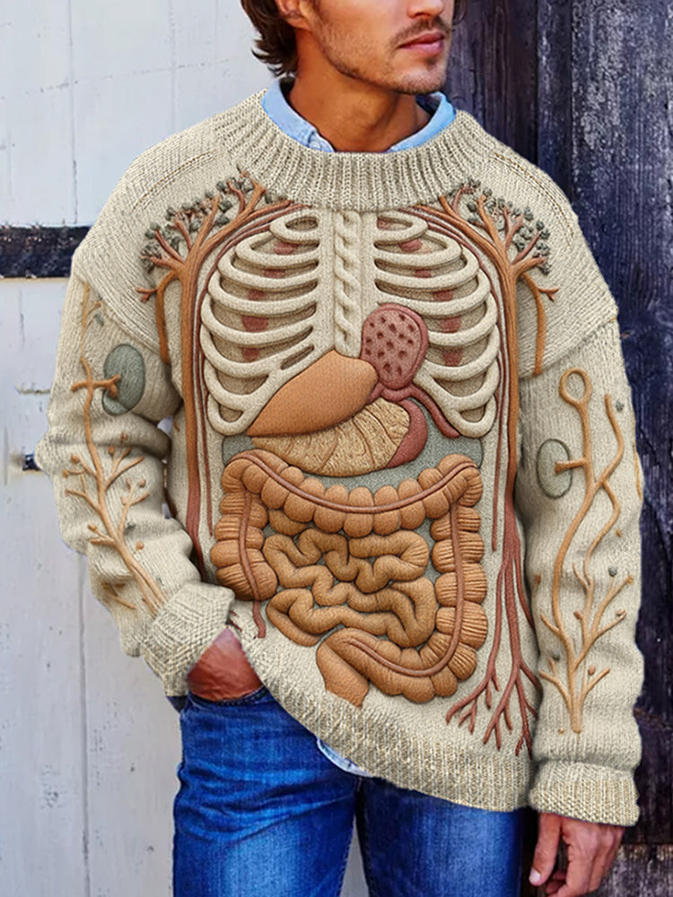 Classic Halloween Anatomy Art Chunky Knitted Sweater