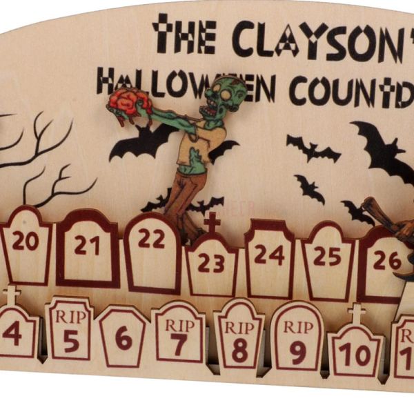 Wooden Halloween Advent Calendar with Countdown Mantel Decoration Reusable Holiday Decoration