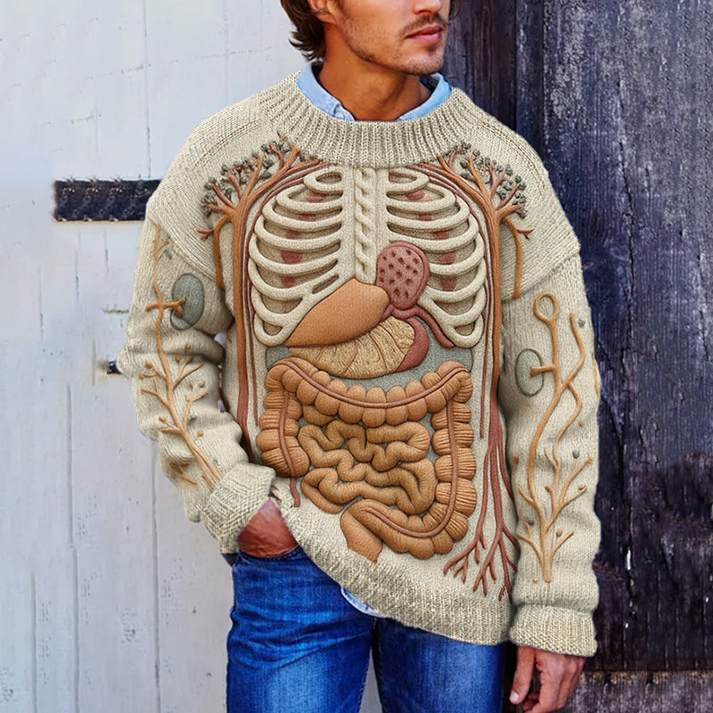 Classic Halloween Anatomy Art Chunky Knitted Sweater