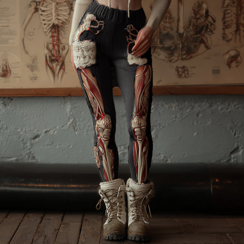 Vintage Halloween Human Anatomy Art Realistic Pants