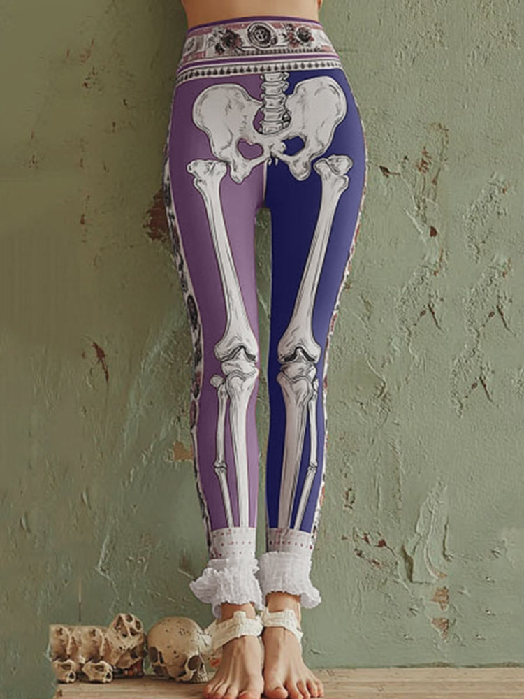 Women's Vintage Skeleton Art Cozy Leggings