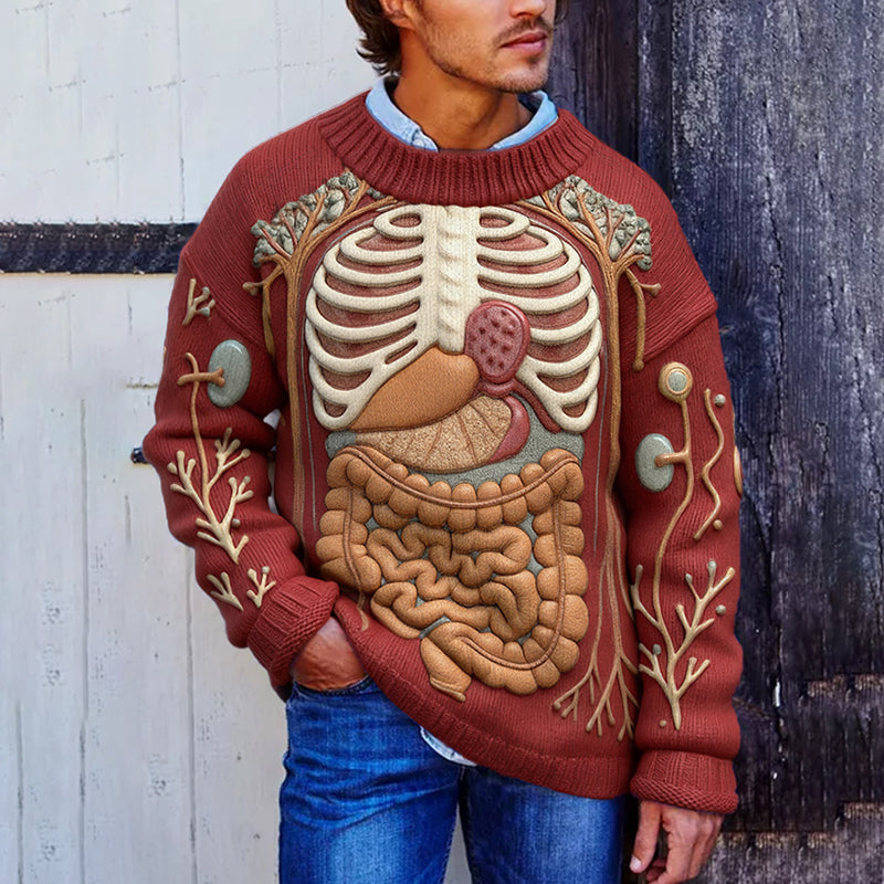 Classic Halloween Anatomy Art Chunky Knitted Sweater
