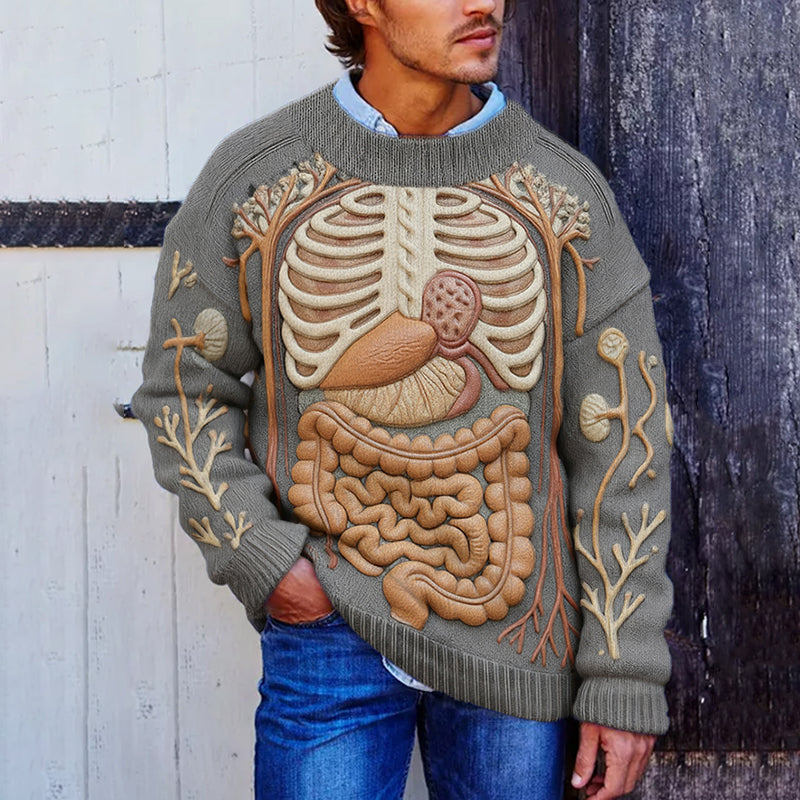 Classic Halloween Anatomy Art Chunky Knitted Sweater
