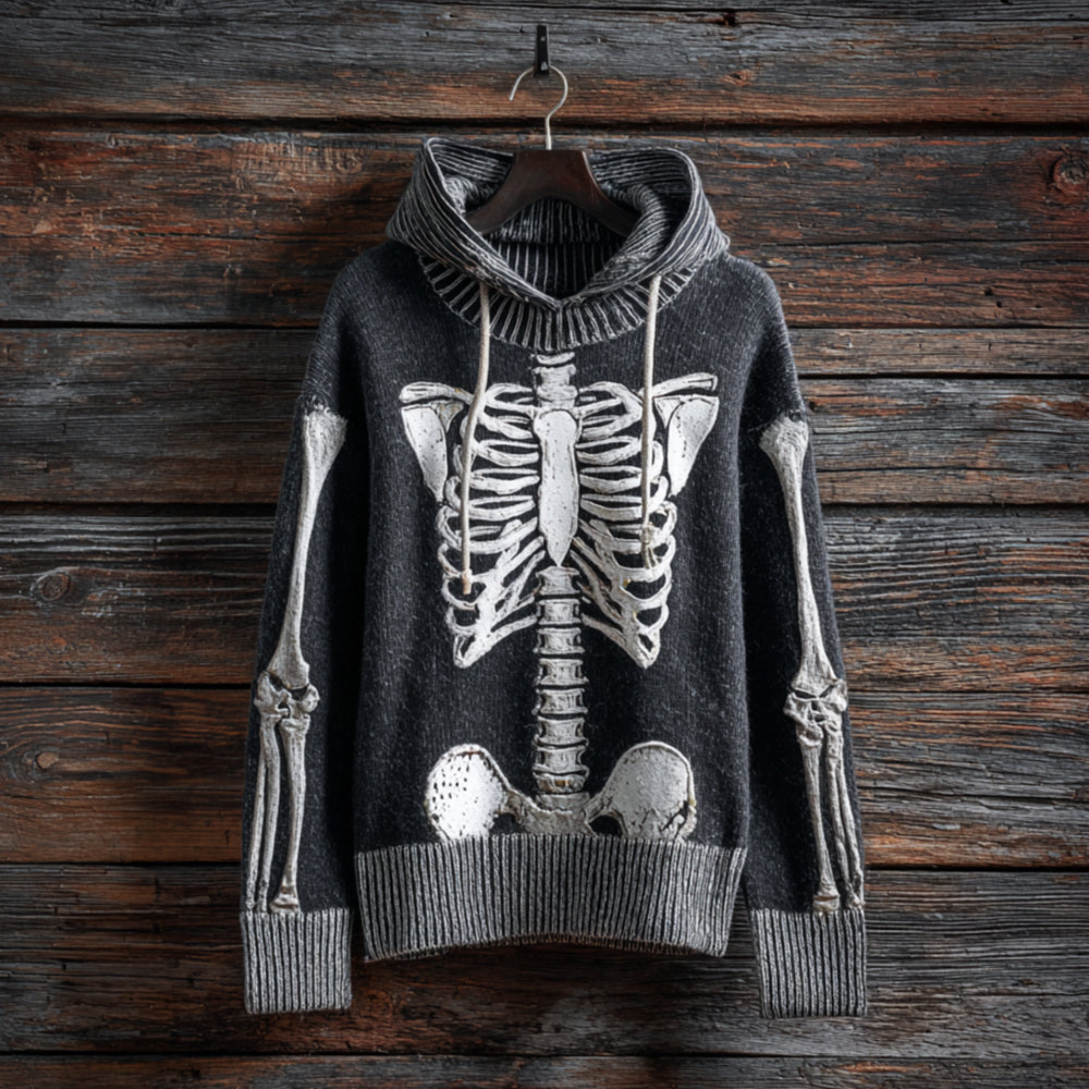 Women's Halloween Human Anatomy And Artistic Splicing To Make Old Hooded Sweaters