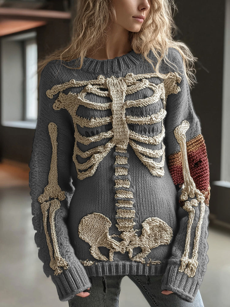 Vintage Halloween Anatomy Art Chunky Knitted Sweater