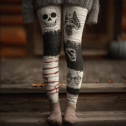 Women's Halloween Skull Patchwork Black And White Pants