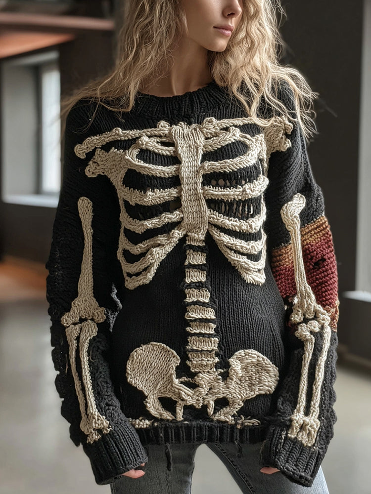 Vintage Halloween Anatomy Art Chunky Knitted Sweater