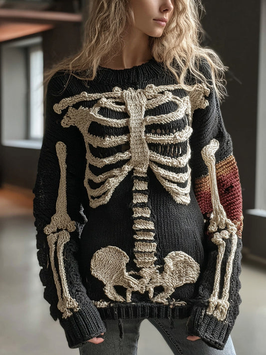 Vintage Halloween Anatomy Art Chunky Knitted Sweater
