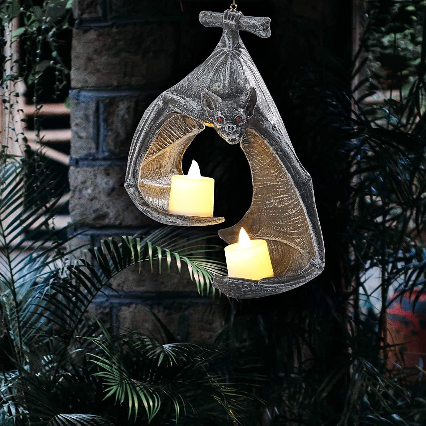 Bat Wall Tealight Candle Holder Hanging Sculpture