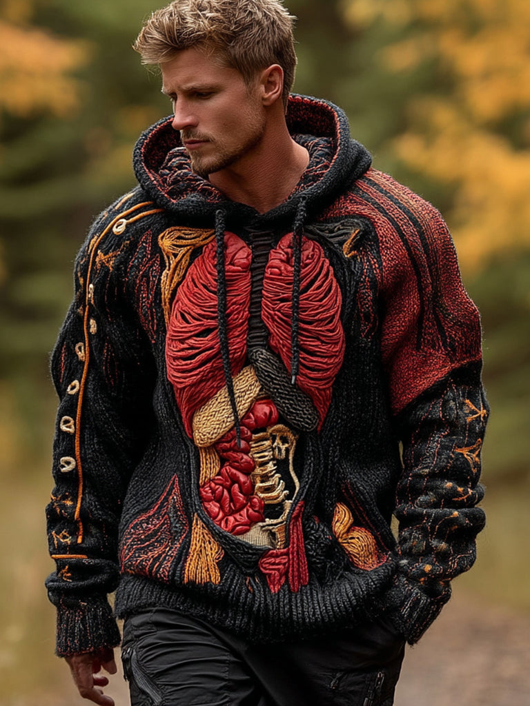 Classic  Halloween Anatomy Art Chunky Knitted Sweater