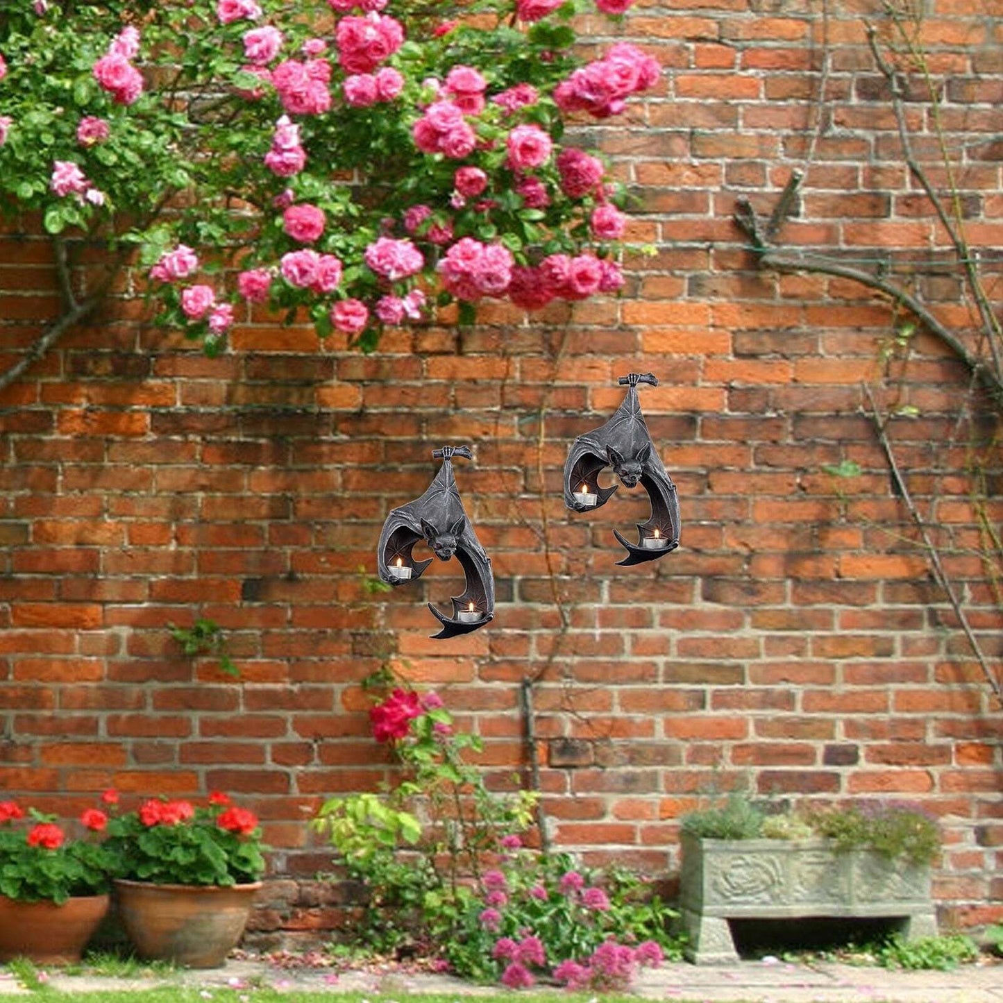 Bat Wall Tealight Candle Holder Hanging Sculpture