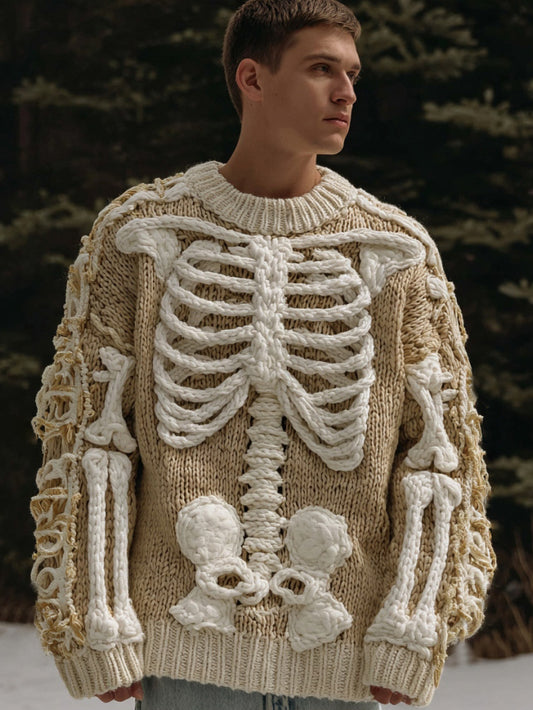 Men's Halloween Anatomy Art Vintage Cozy Knit Sweater