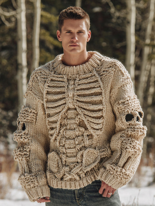 Halloween Skeleton Bones Art Chunky Knitted Sweater