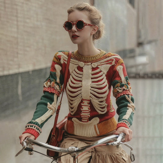 Vintage Halloween Anatomy Art Chunky Knitted Sweater