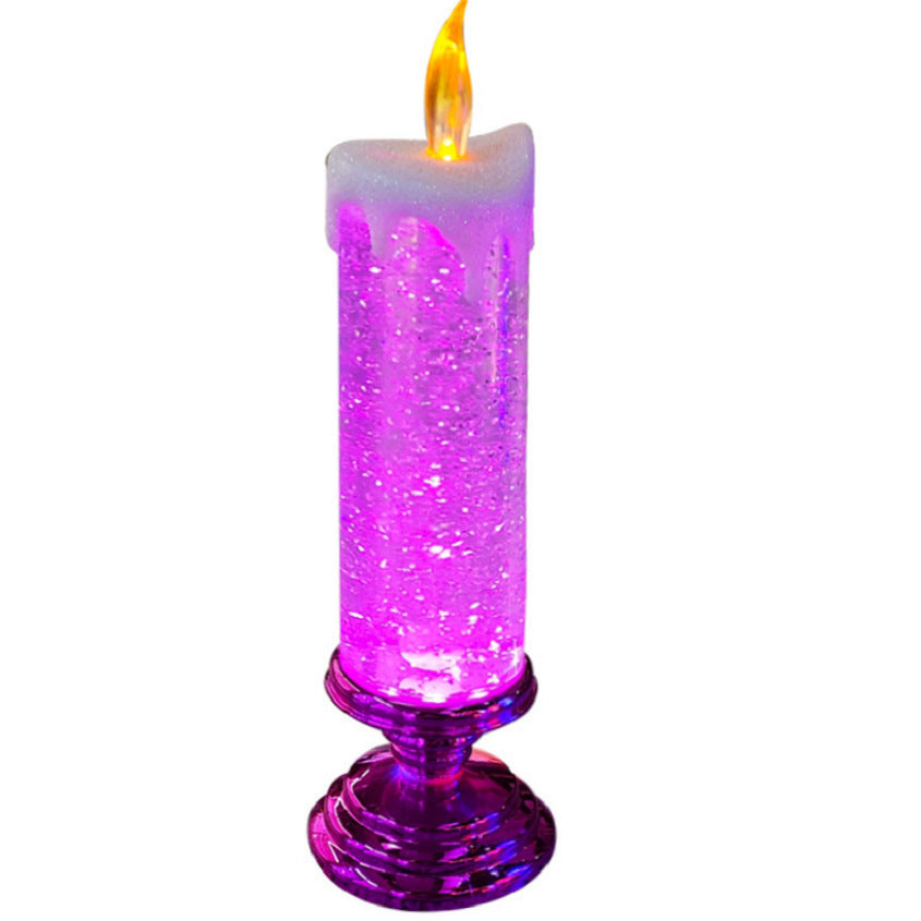 Color Changing Glitter LED Rotating Crystal Candle Light