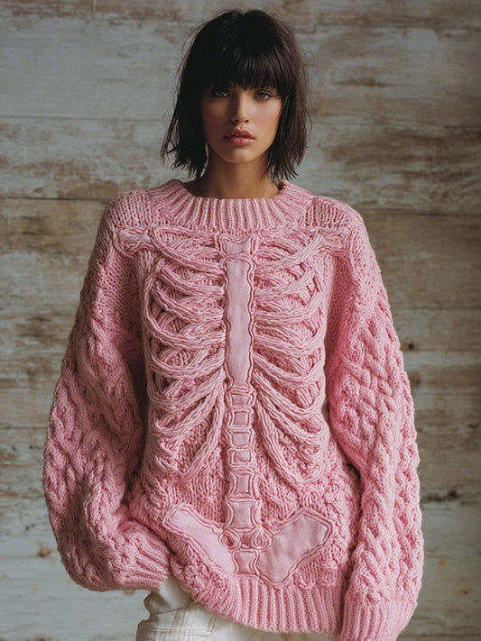 Vintage Halloween Anatomy Art Chunky Knitted Sweater