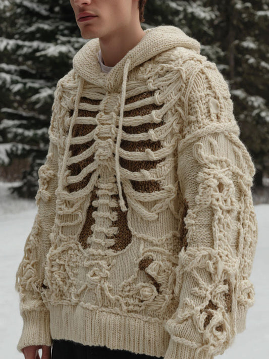 Man's Vintage Halloween Art Cozy Hooded Sweater