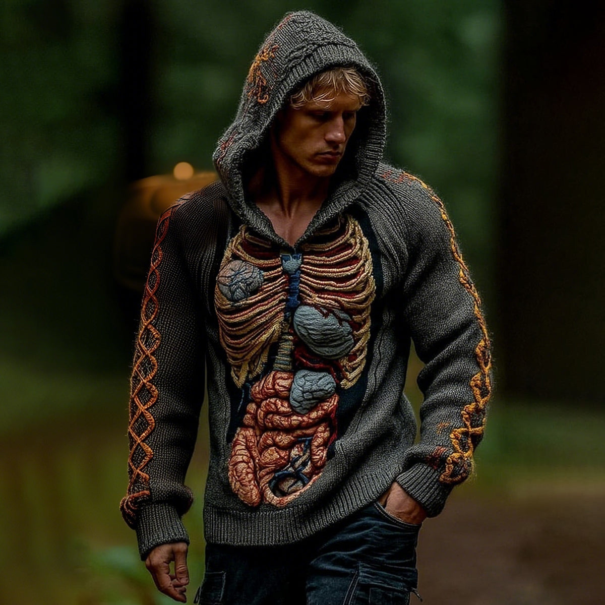 Classic  Halloween Anatomy Art Chunky Knitted Sweater