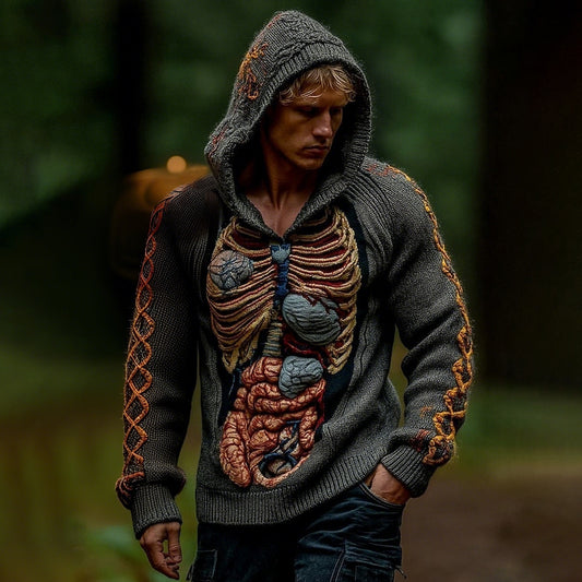Classic  Halloween Anatomy Art Chunky Knitted Sweater