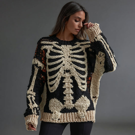 Women's Skeleton Crew Neck Cozy Sweater
