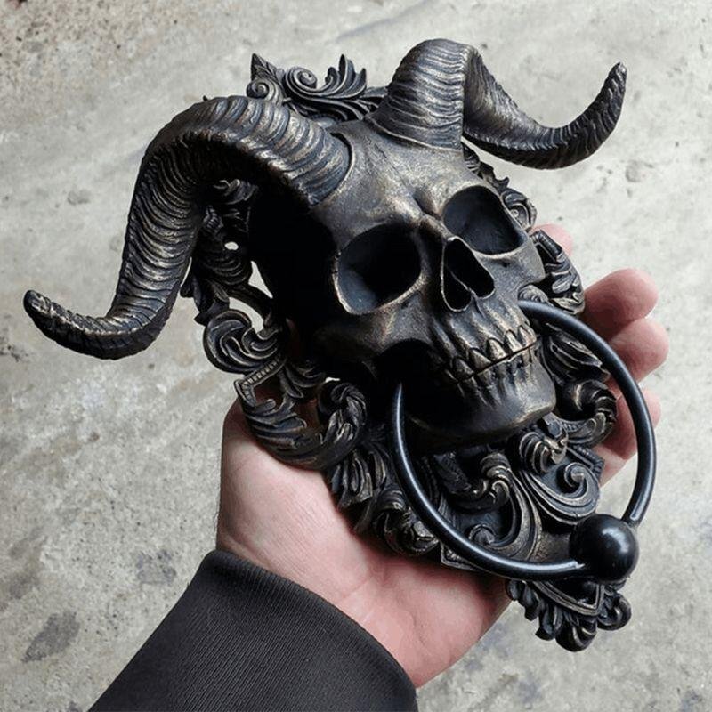 Horned Skull Hanging Door Knocker