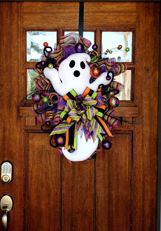Ghost wreath, ghost swag, Halloween wreath, halloween wreath for front door, halloween ghost wreath,ghost decor,halloween swag