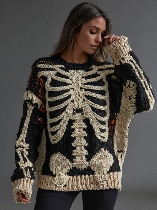 Women's Skeleton Crew Neck Cozy Sweater
