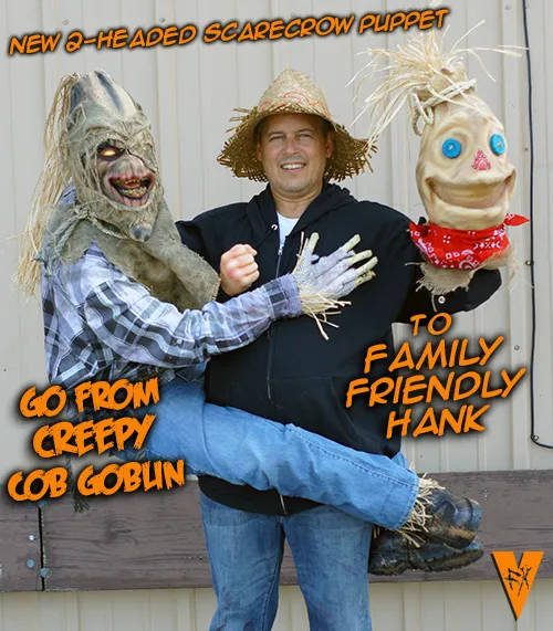 “2-headed” – Farm Scarecrow Puppet – Cob Goblin / Friendly Hank