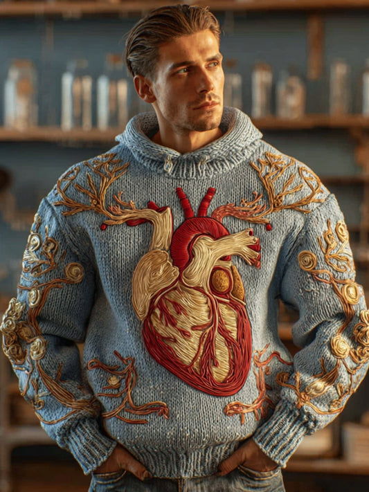 Vintage Halloween Human Anatomy Art Heart Retro Hooded Sweater