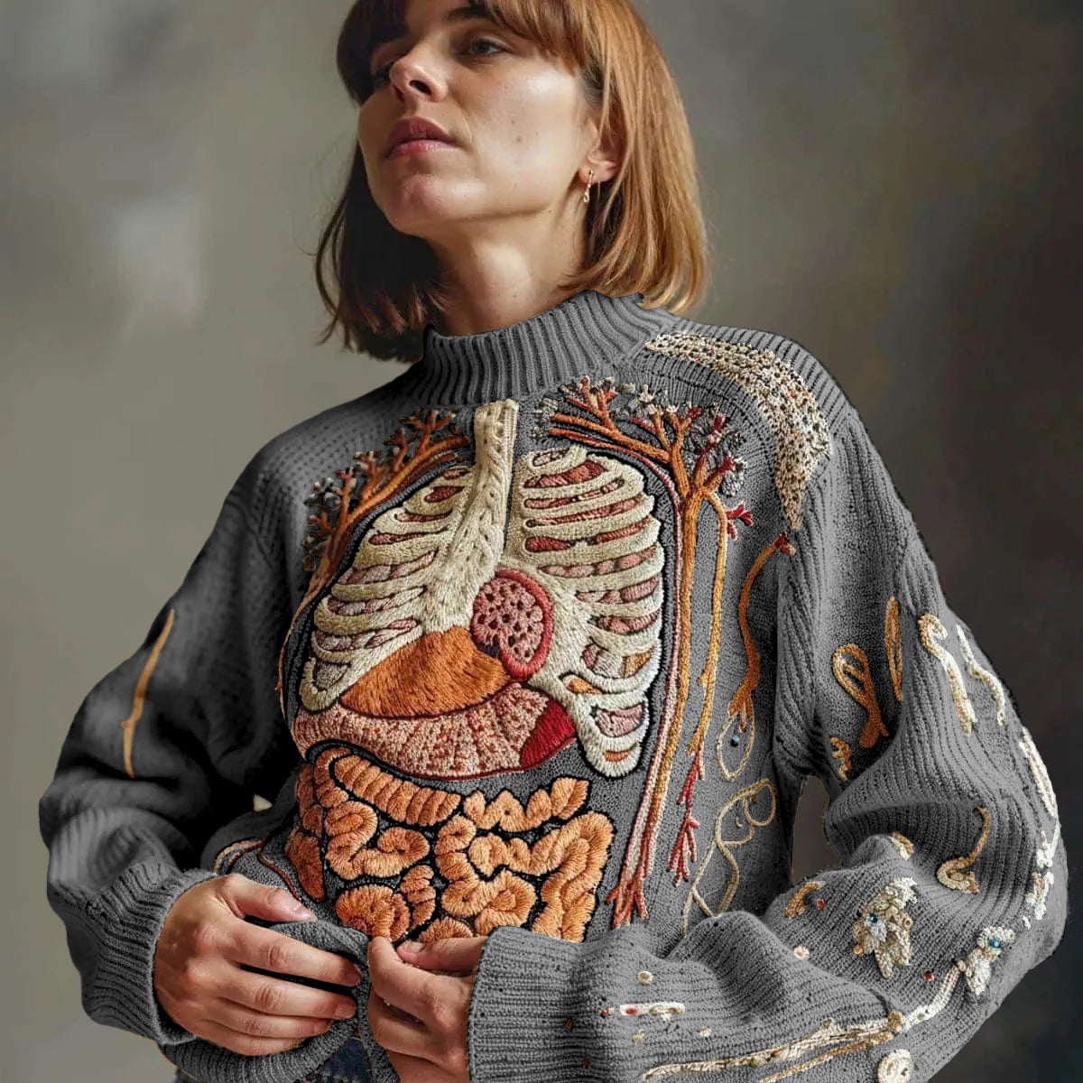 Classic Halloween Anatomy Art Chunky Knitted Sweater