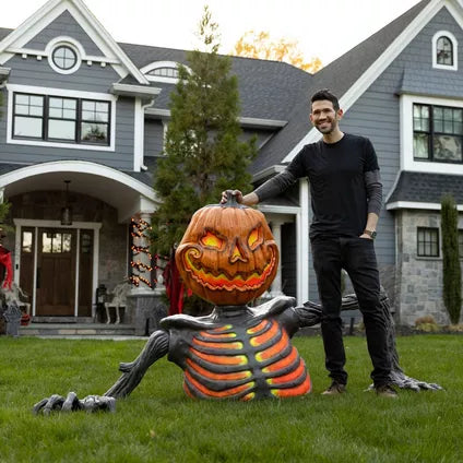 New! 5ft Pumpkin Skeleton Black Light Reactive Ground Breaker