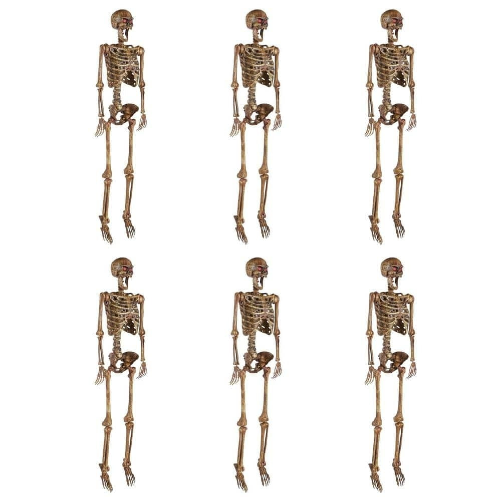 Poseable Pitted Skeleton with LED Eyes (6-Pack)