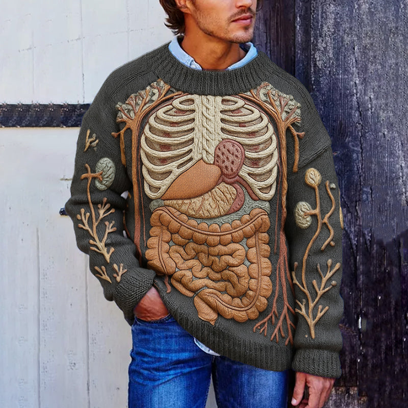 Classic Halloween Anatomy Art Chunky Knitted Sweater