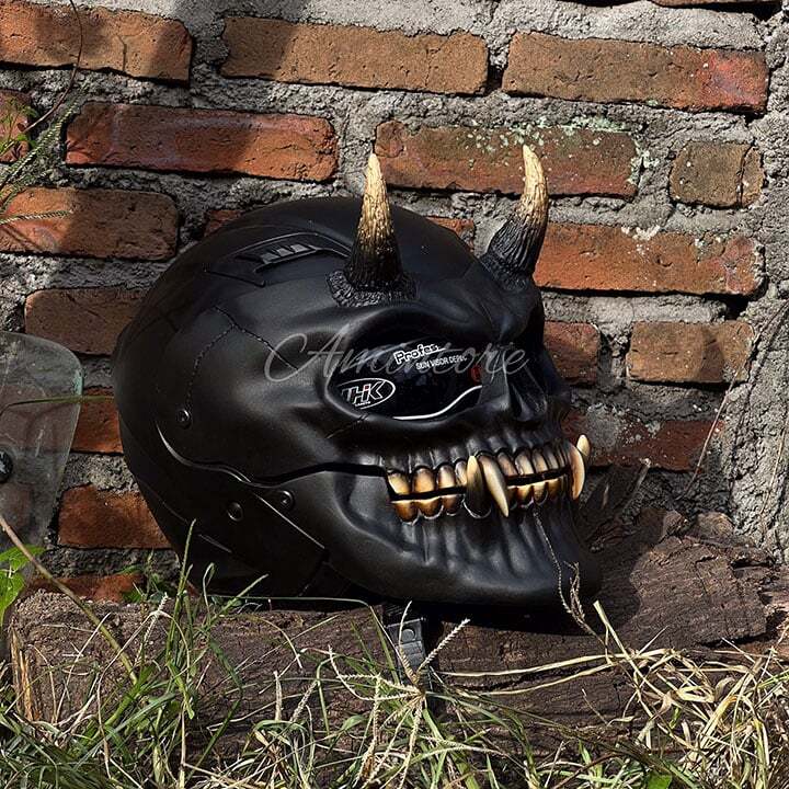 Black Demon Skull Motorcycle Helmet