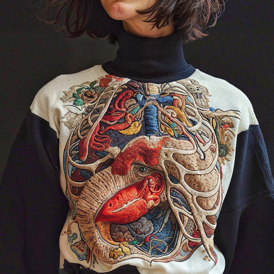 Classic Halloween Anatomy Art Chunky Knitted Turtleneck Sweater