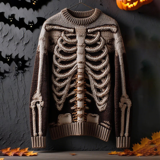 Men's Halloween Anatomy Art Vintage Cozy Knit Sweater