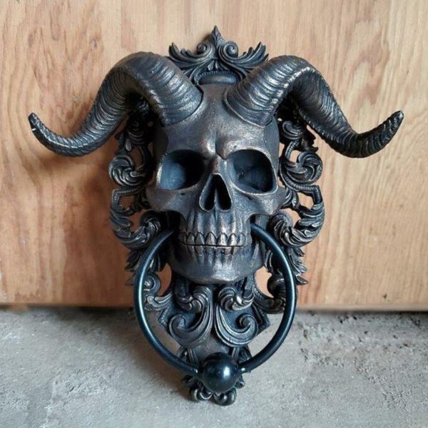 Horned Skull Hanging Door Knocker