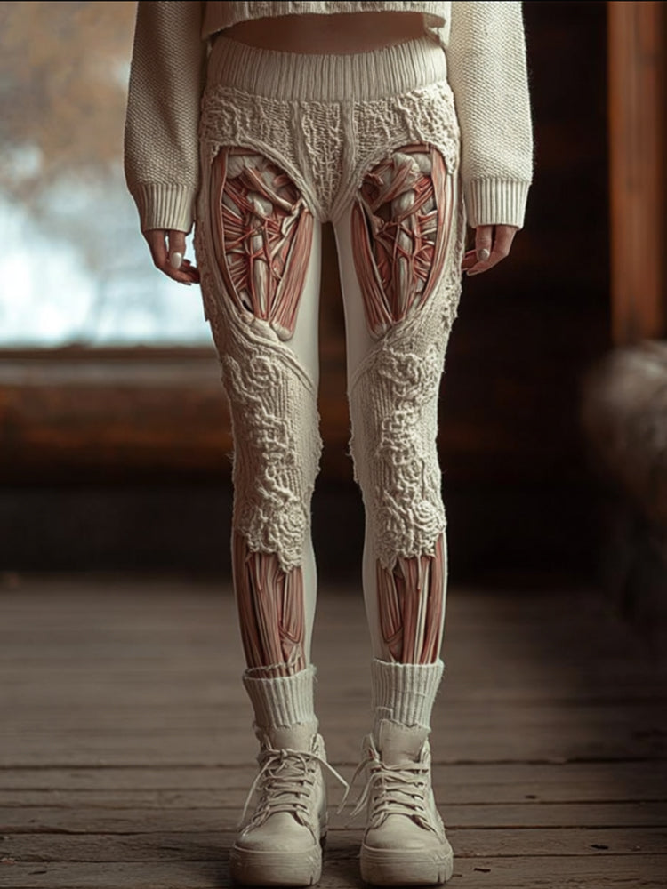 Women Halloween Human Anatomy Art Weaving Pants