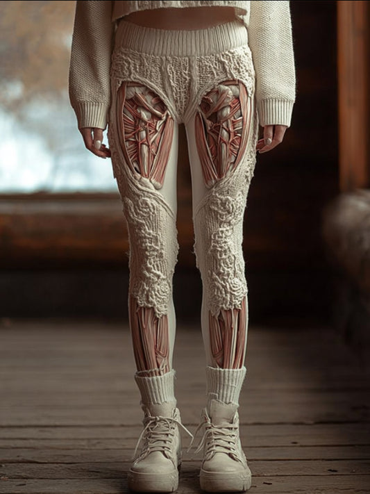 Women Halloween Human Anatomy Art Weaving Pants