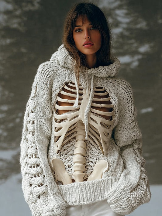 Women Halloween Ancient Human Anatomy Art Mibai Hooded Sweater