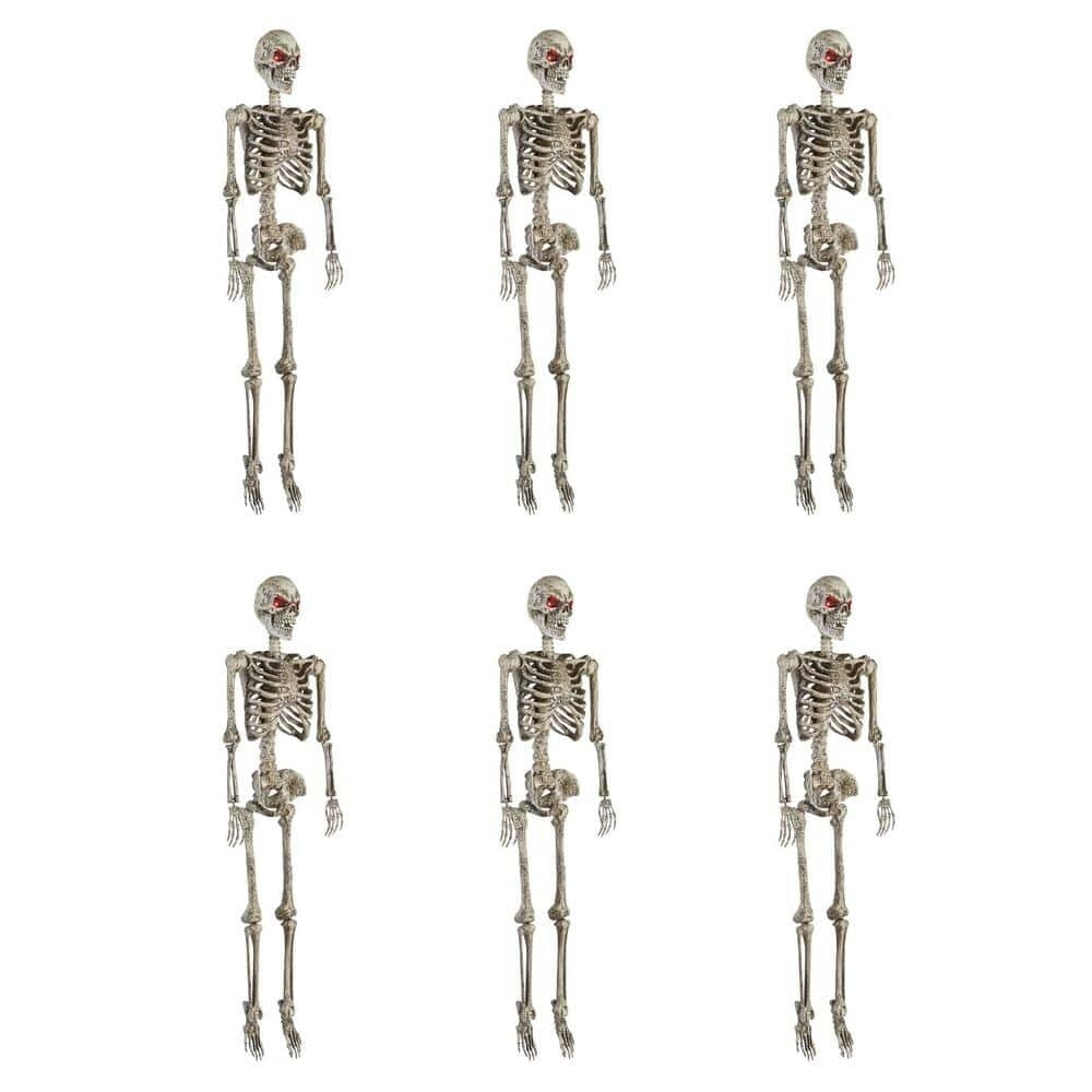 Poseable Pitted Skeleton with LED Eyes (6-Pack)